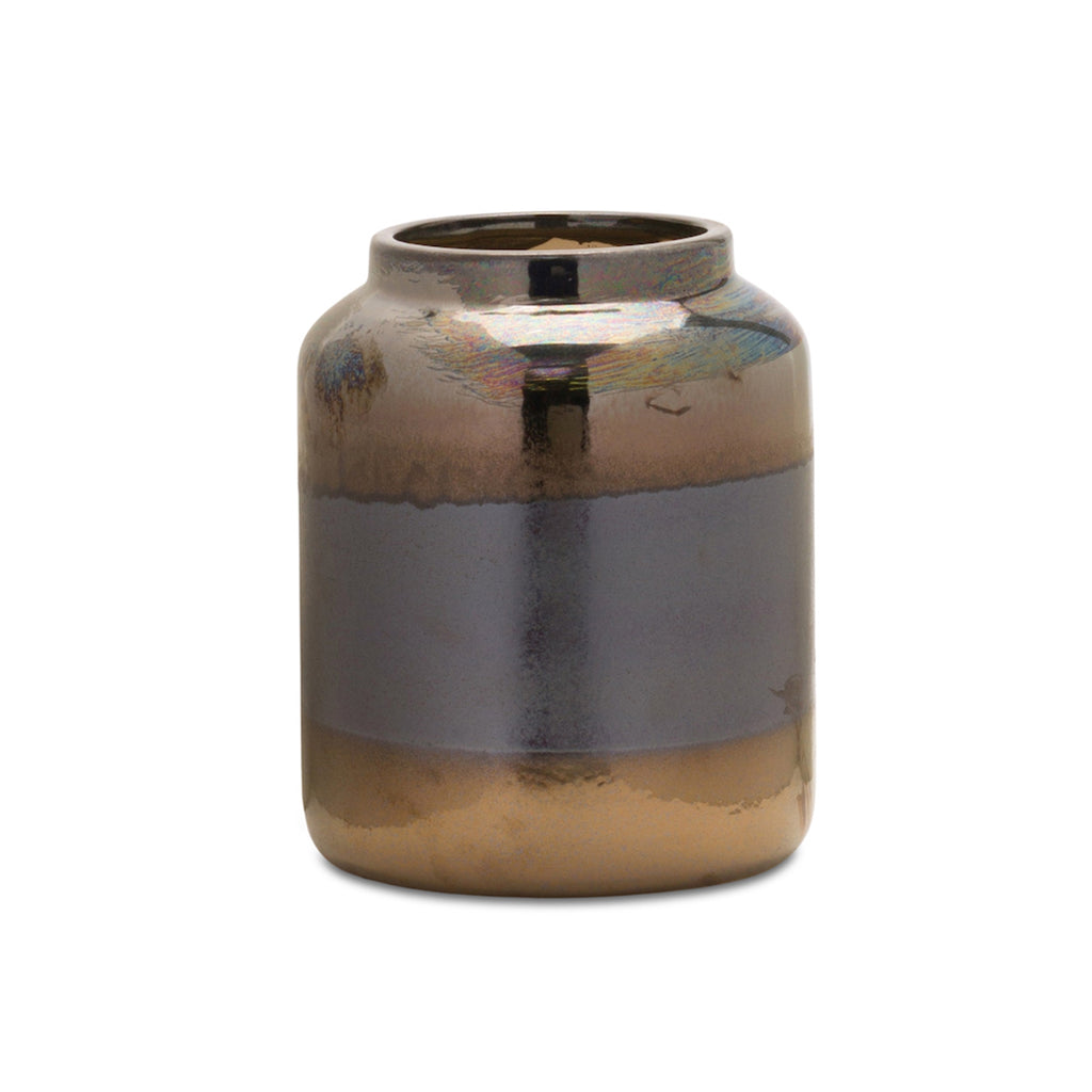 Glossy Brown Shaded Terra Cotta Vase - Bombay Mercantile