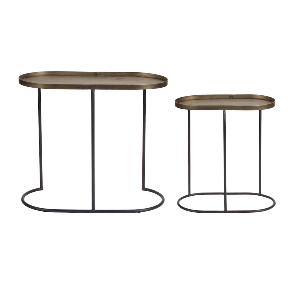 Set of 2 Oval Iron Side Table - Bombay Mercantile