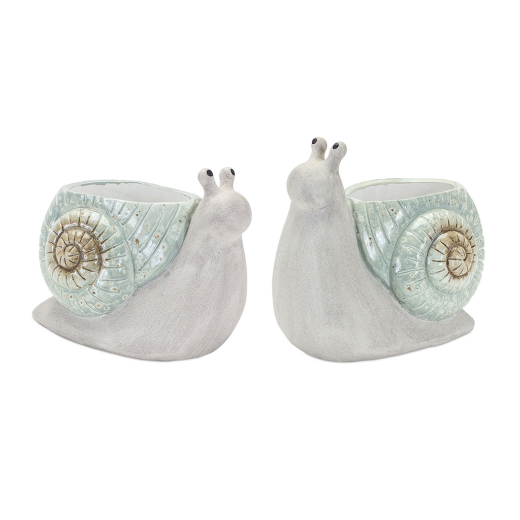 Set of 2, Snail Planter - Bombay Mercantile