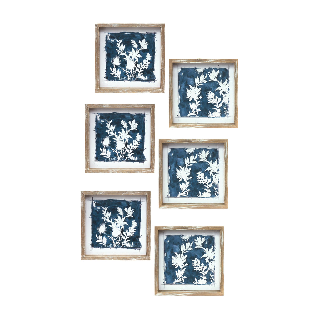 Framed White Floral Print, Set of 6 - Bombay Mercantile