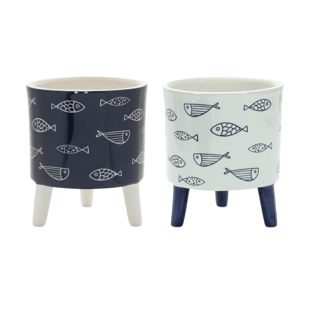 Set of 12, Dolomite Fish Pot w/Legs - Bombay Mercantile