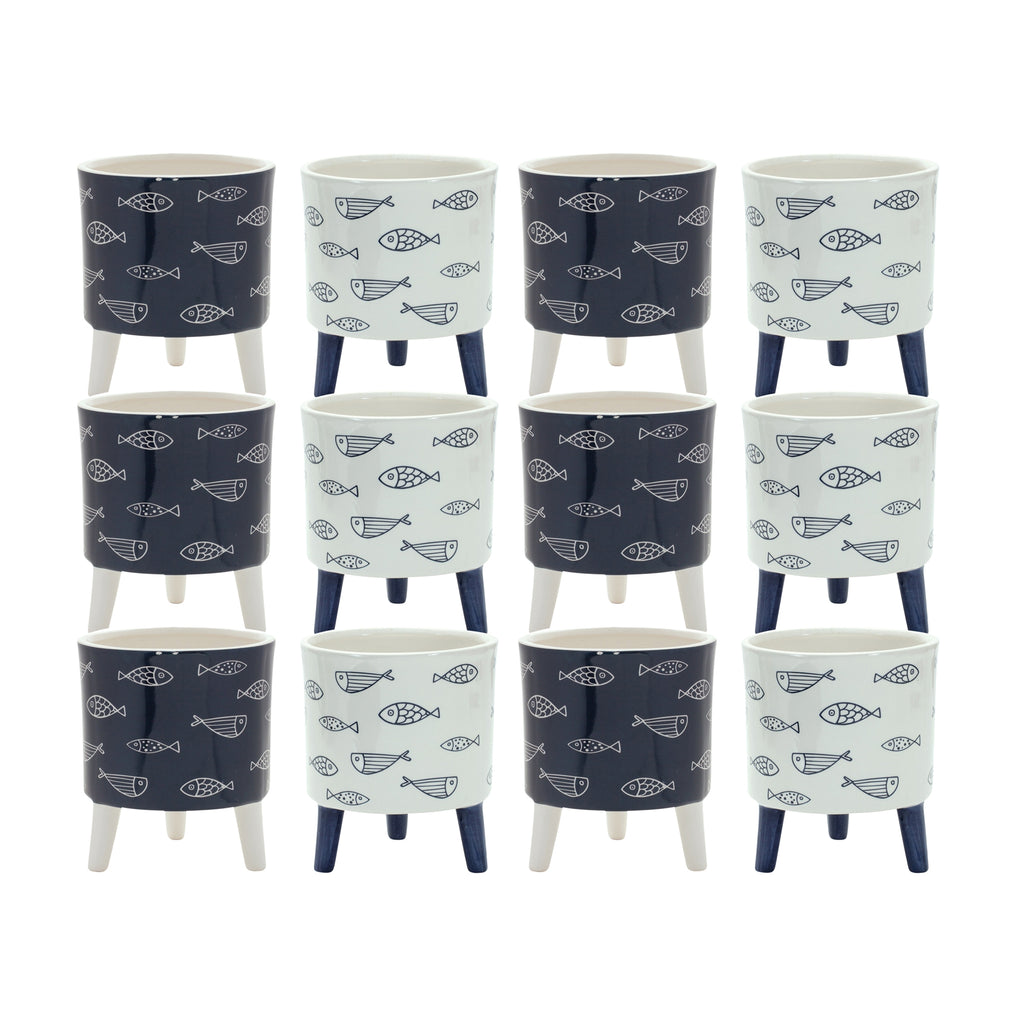 Set of 12, Dolomite Fish Pot w/Legs - Bombay Mercantile