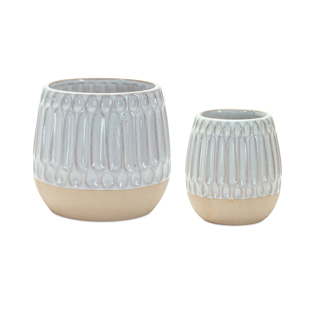 Set of 2, Cream Base Porcelain Vase - Bombay Mercantile