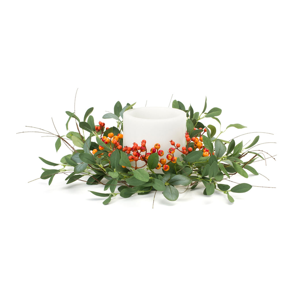 Foliage And Berry, Set of 4 Candle Rings - Bombay Mercantile