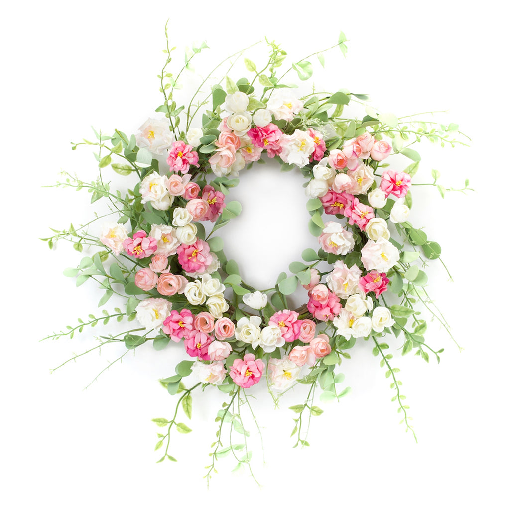 Mixed Floral Pink Wreath - Bombay Mercantile