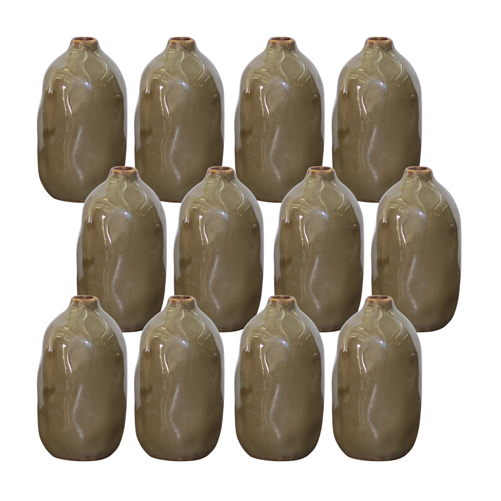 Ceramic Bottle Shape Vases, Set of 12 - Bombay Mercantile
