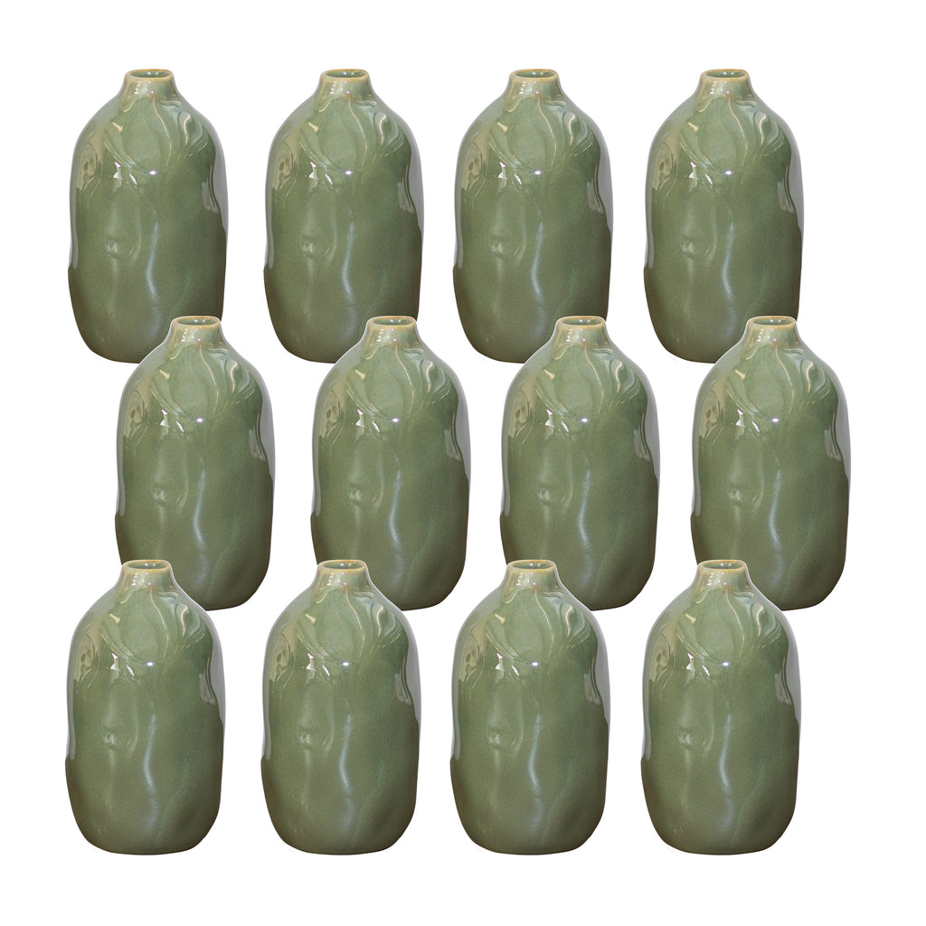 Ceramic Bottle Shape Vases, Set of 12 - Bombay Mercantile