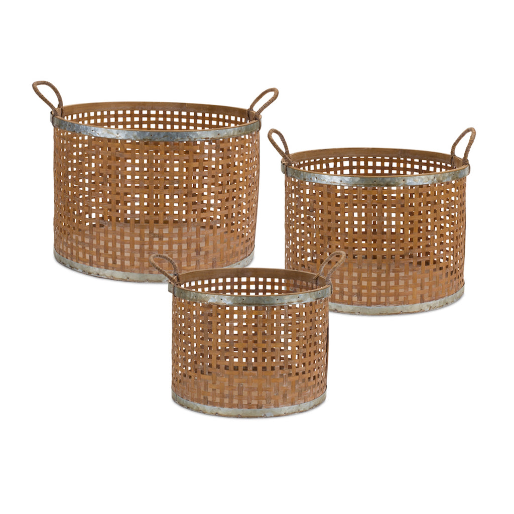 Set of 3, Bamboo Baskets - Bombay Mercantile