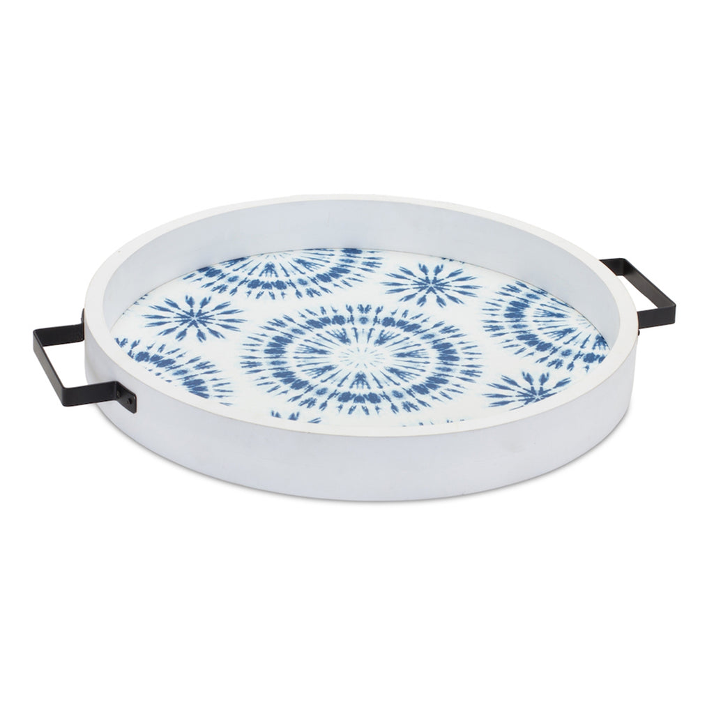 Set of 2 Shibori Print Round Tray - Bombay Mercantile