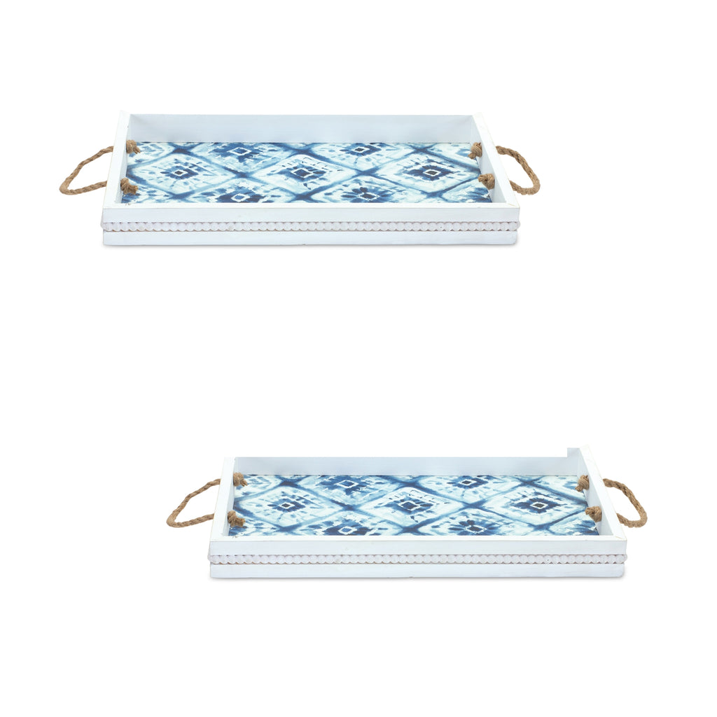 Set of 2 Shibori Print Rectangle Tray - Bombay Mercantile