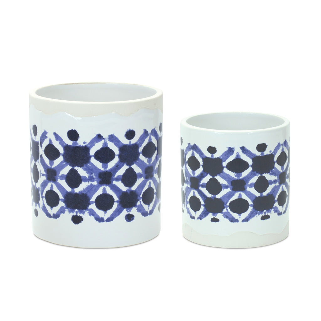 Set of 2, Tie and Dye Pattern Pots - Bombay Mercantile