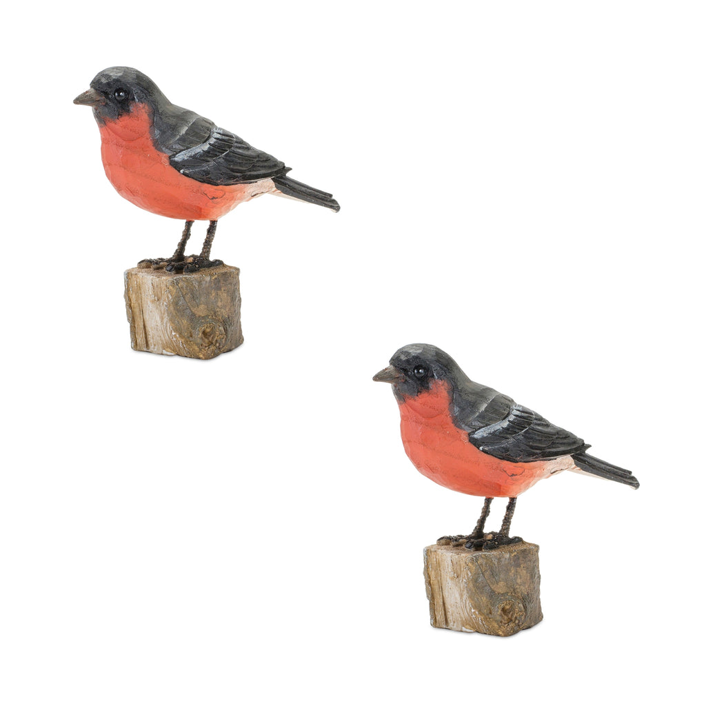 Orange/ Black Bird on Stump, Set of 2 - Bombay Mercantile