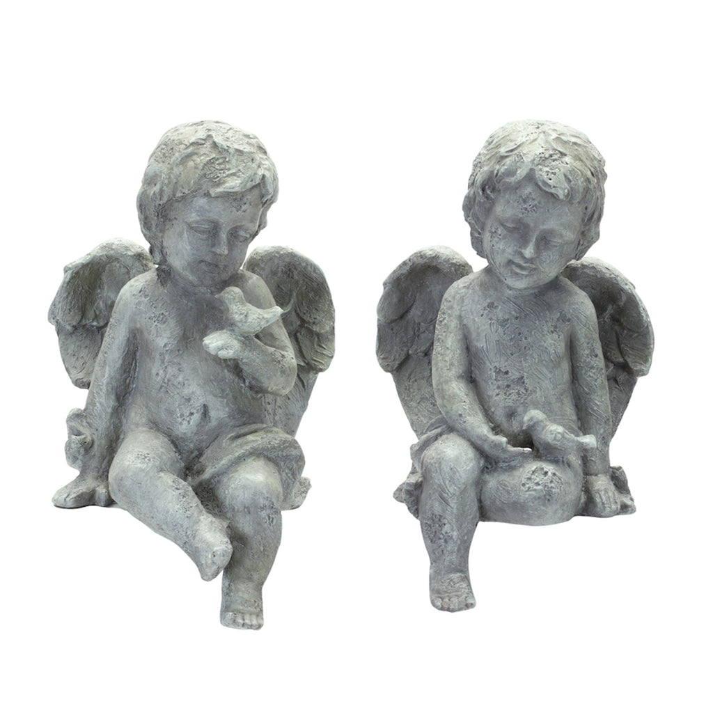 Cherub With Bird, Set of 2 - Bombay Mercantile