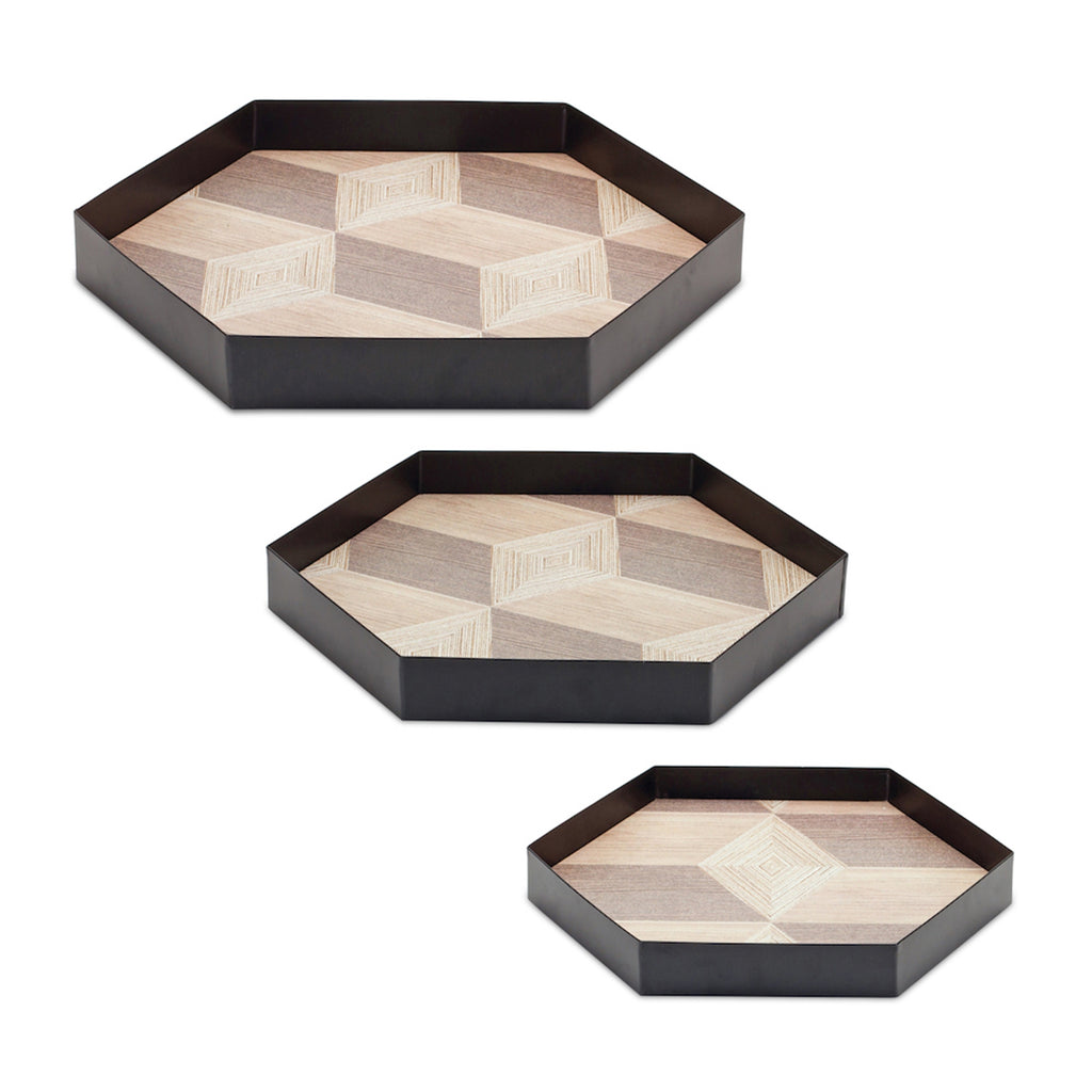 Set of 3 Hexagonal Tray - Bombay Mercantile