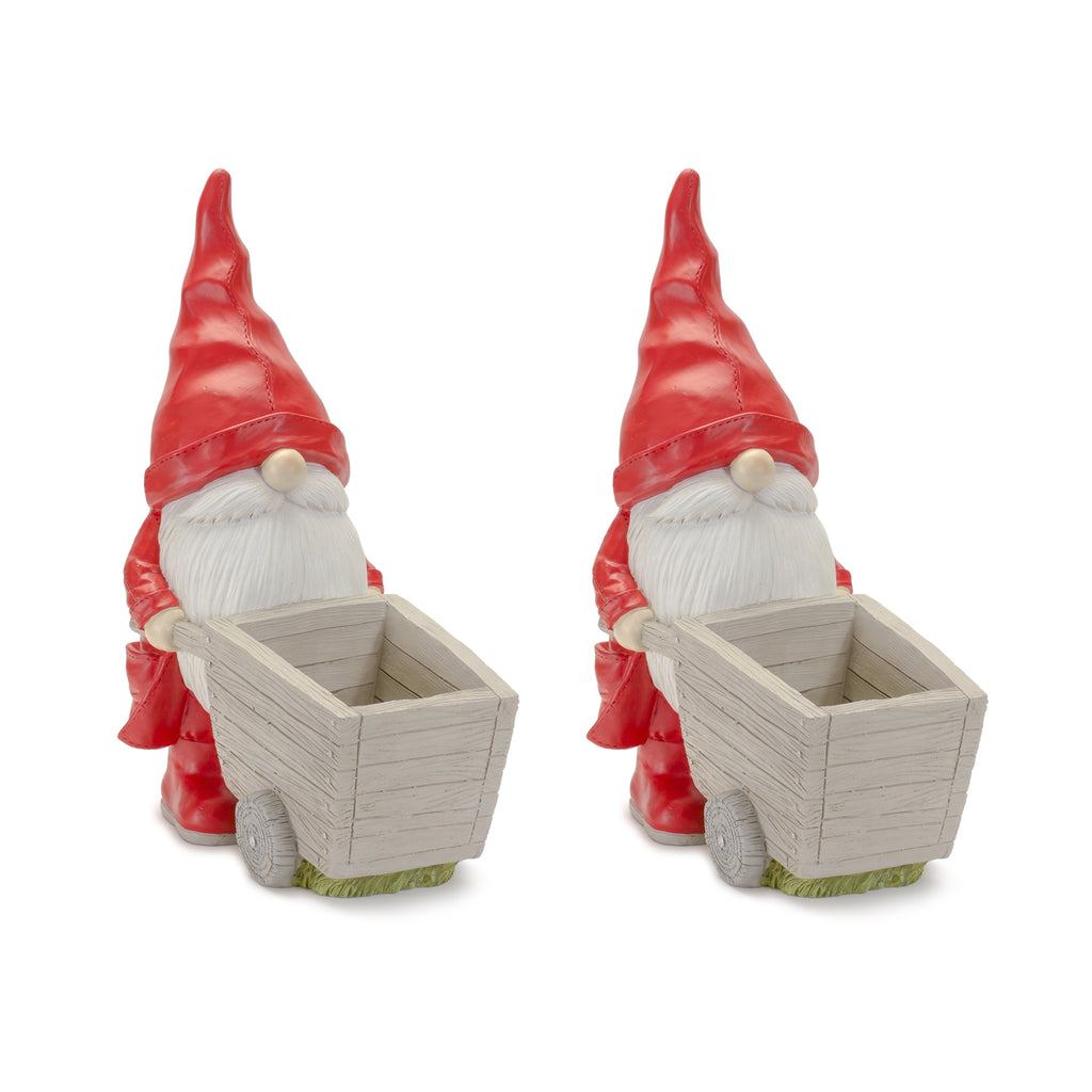 Gnome W/Wheel Barrow, Set of 2 - Bombay Mercantile