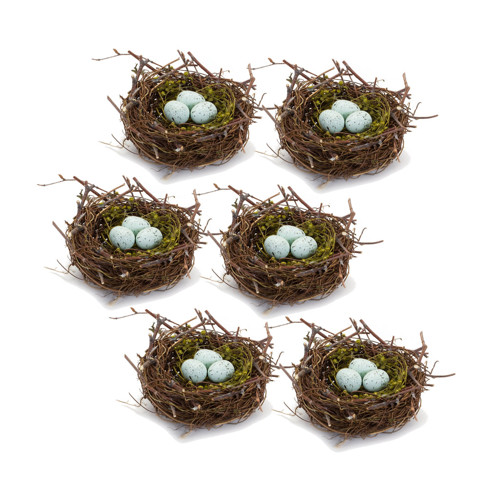 Set of 6, Nest With Eggs - Bombay Mercantile