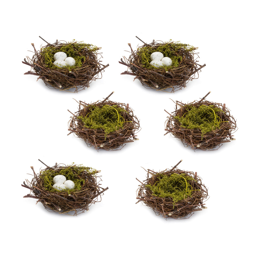 Set of 6, Nest And Nest With Eggs - Bombay Mercantile