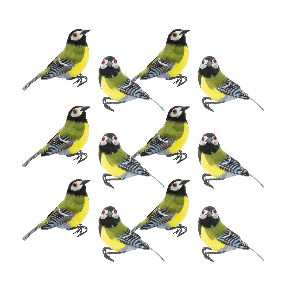 Set of 12, Yellow/ Green Bird - Bombay Mercantile