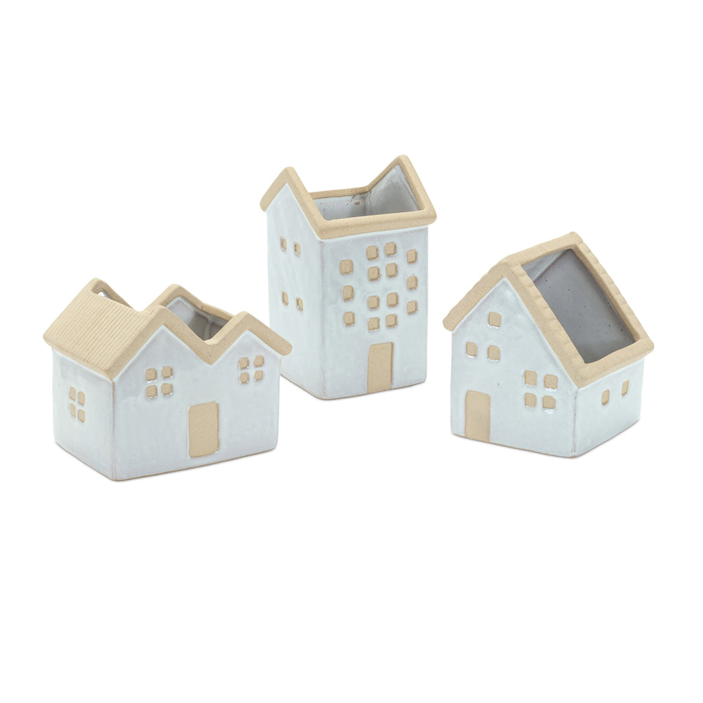Set of 3 Open Roof House Planter - Bombay Mercantile