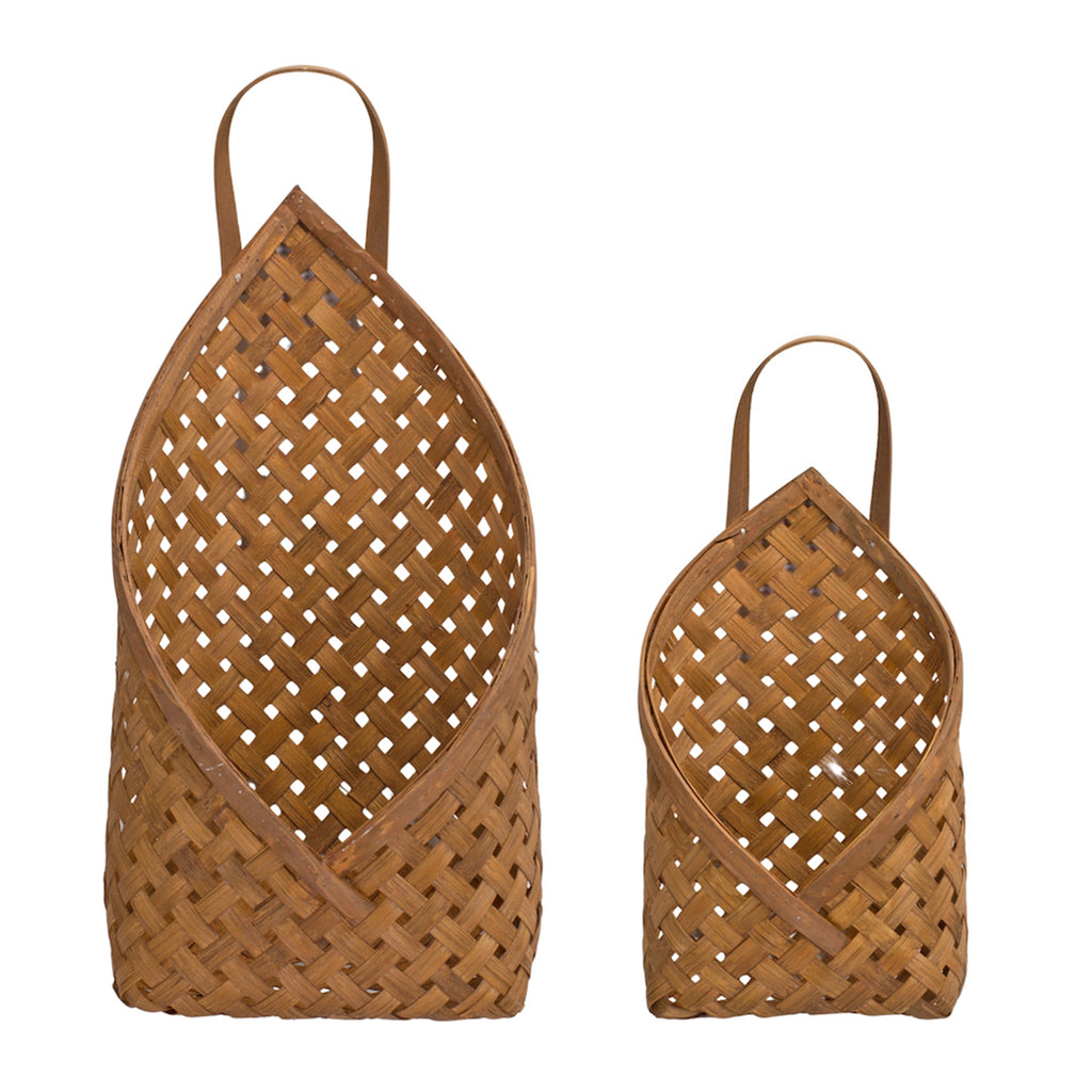 Set of 2, Bamboo Basket wall Pockets - Bombay Mercantile