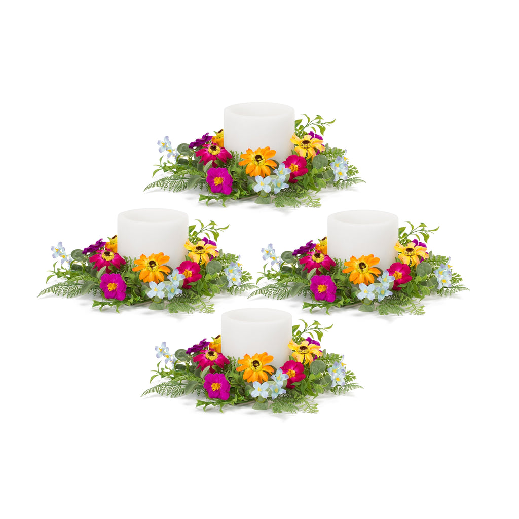 Zinnia Candle Ring, Set of 4 - Bombay Mercantile