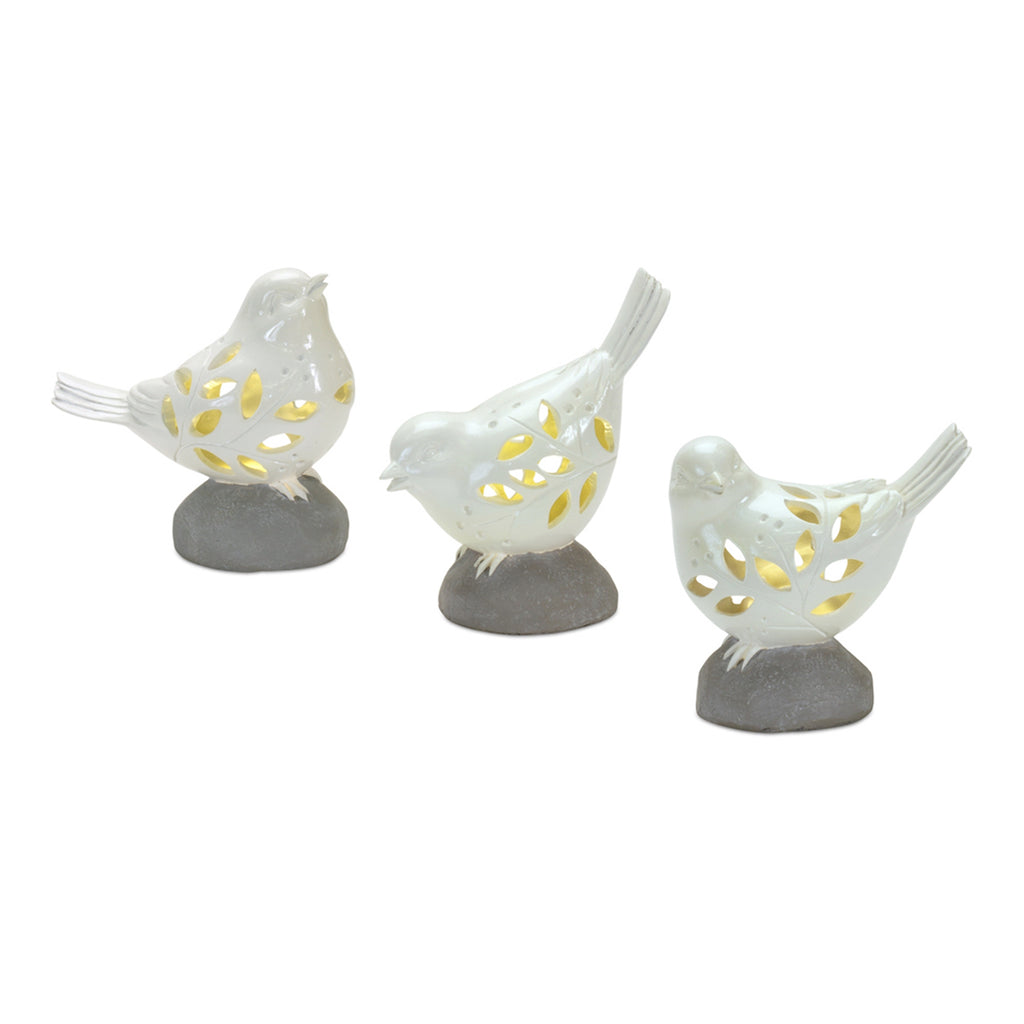 Set of 3 Bird W/Led - Bombay Mercantile