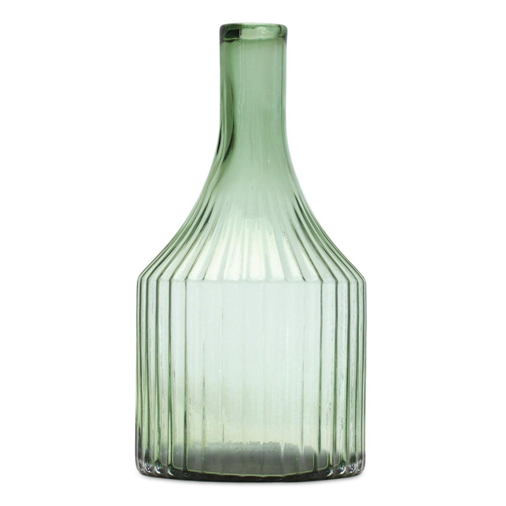 Long Neck Green Glass Bottle Vase - Bombay Mercantile