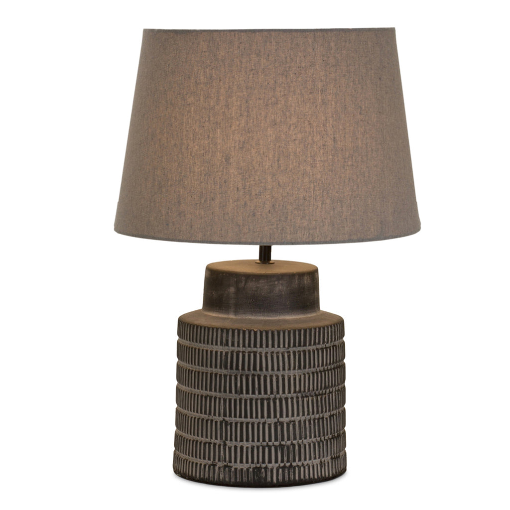 Terracotta striped base Table Lamp - Bombay Mercantile