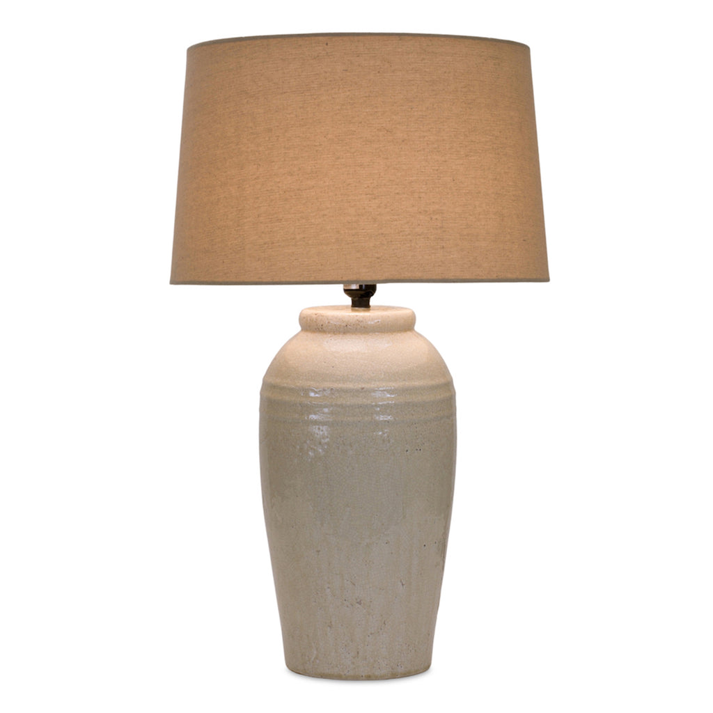 Terracotta Base with Linen Shade Table Lamp - Bombay Mercantile