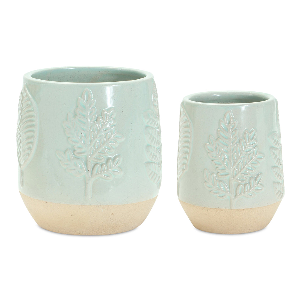 Set of 2 Pestel Green Pots - Bombay Mercantile