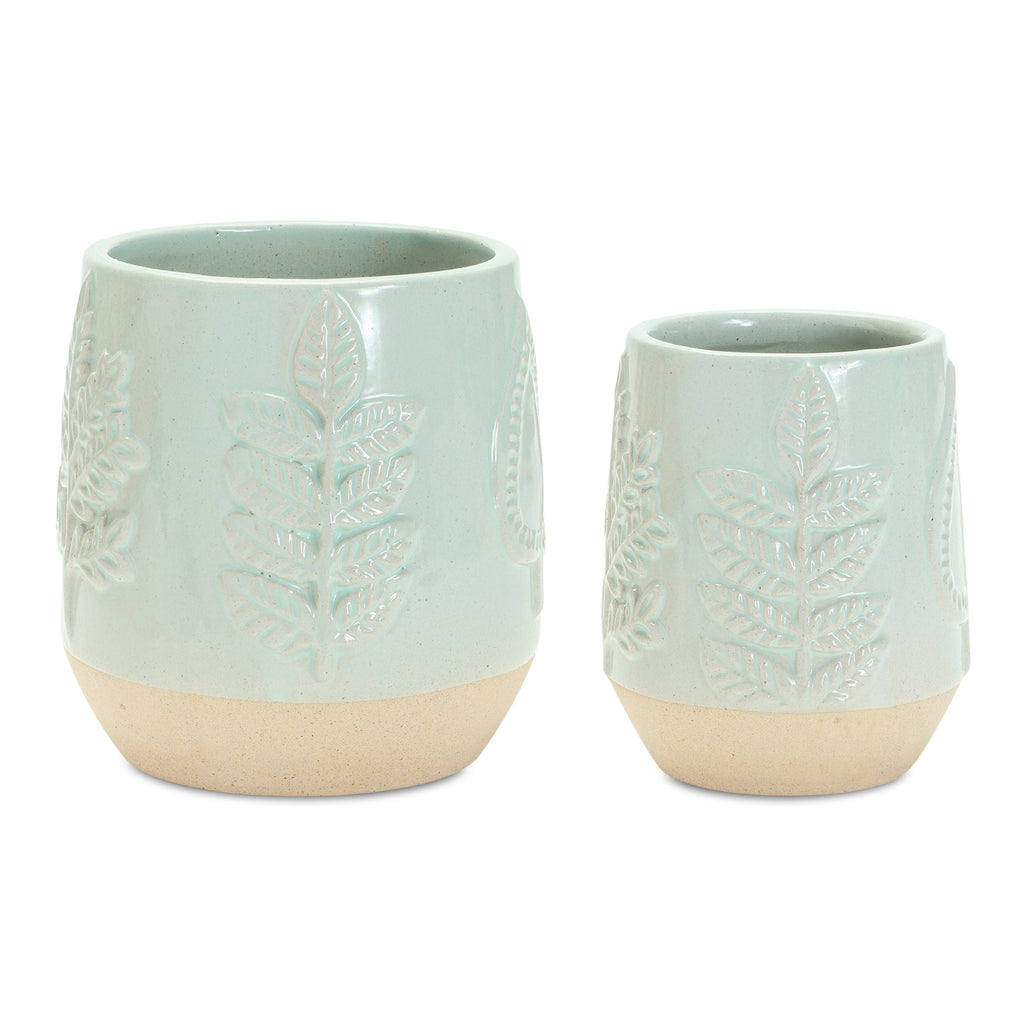Set of 2 Pestel Green Pots - Bombay Mercantile