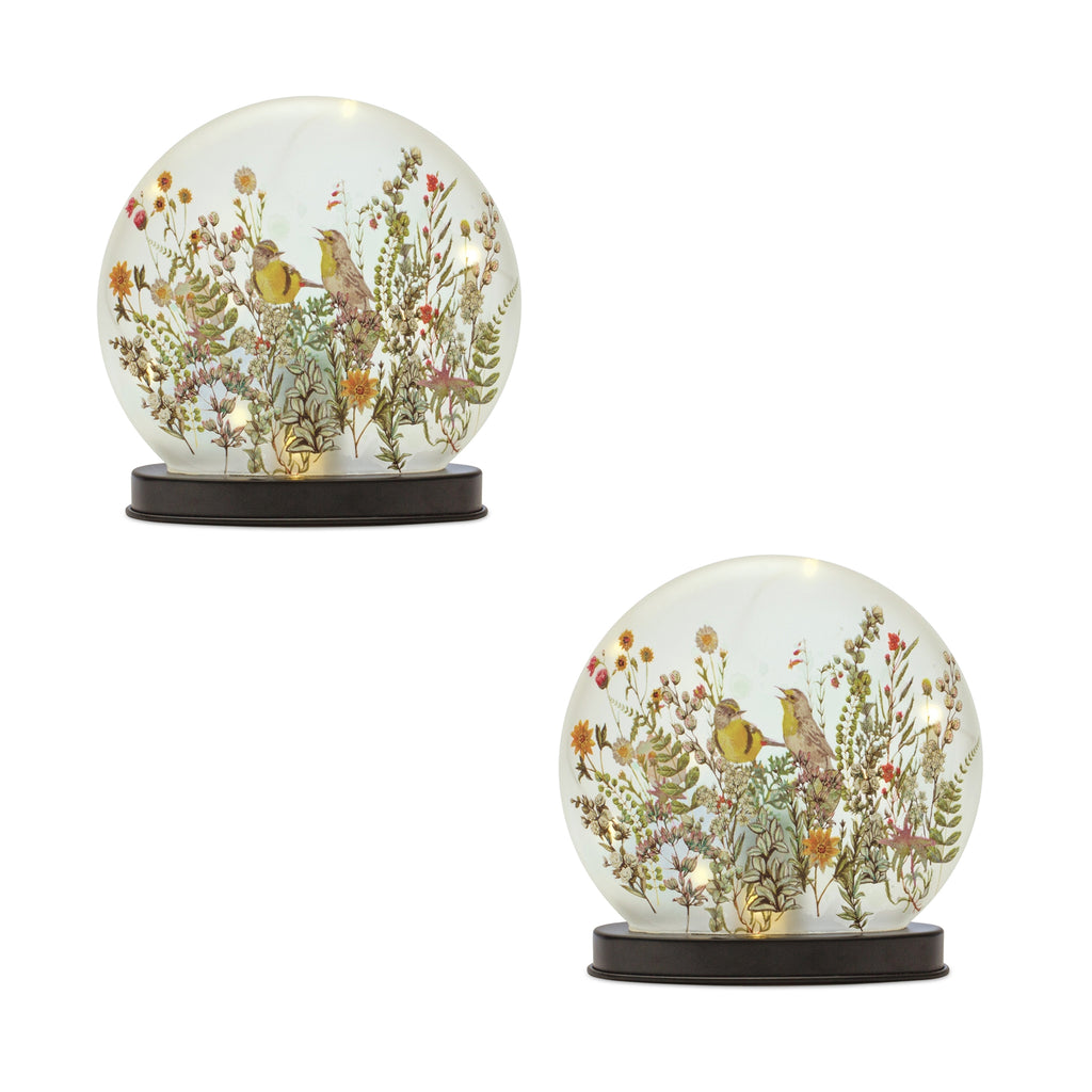 Set of 2 Bird and Floral Globe - Bombay Mercantile