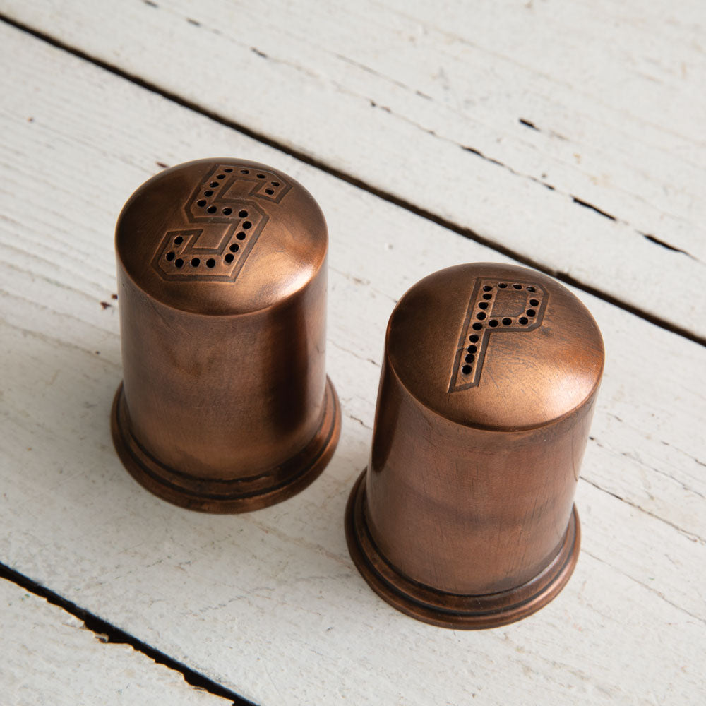 Copper Finish Salt and Pepper Shakers - Bombay Mercantile
