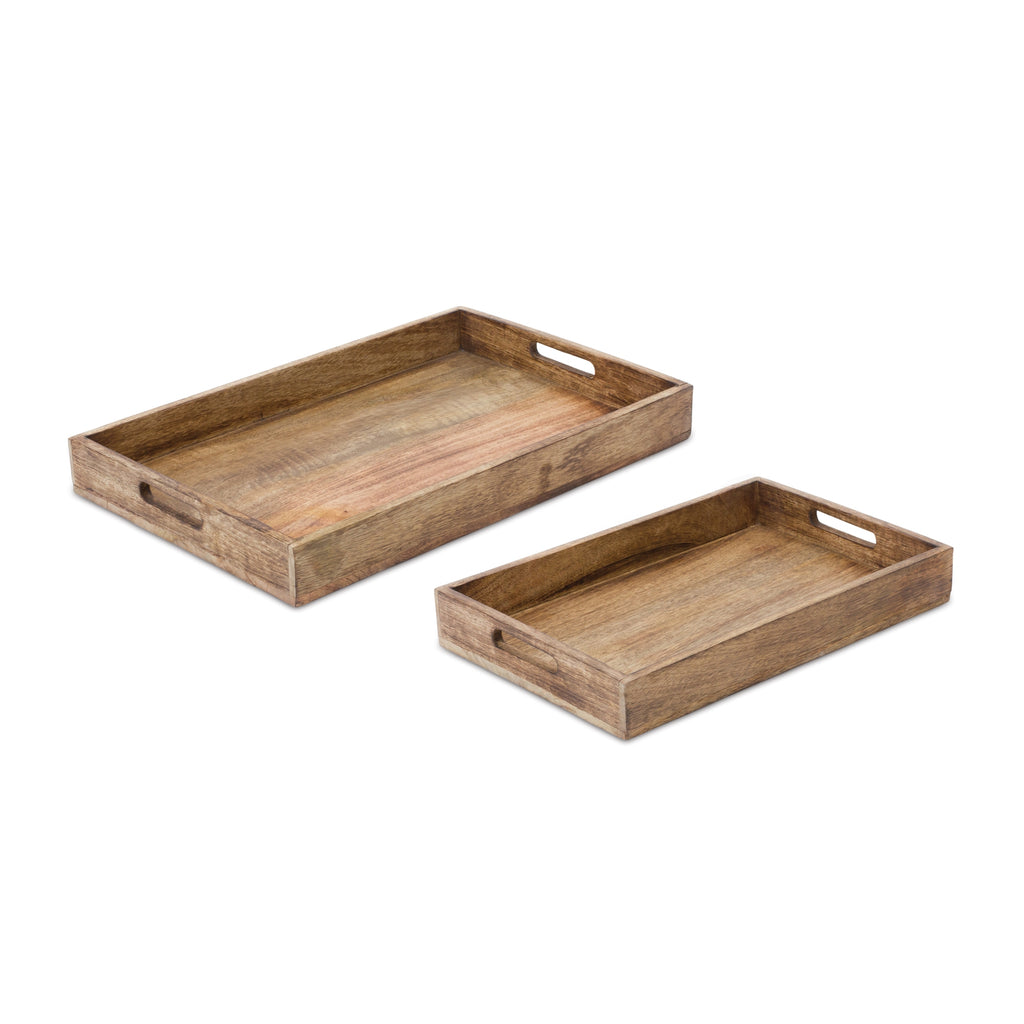 Set of 2 Wooden Tray - Bombay Mercantile