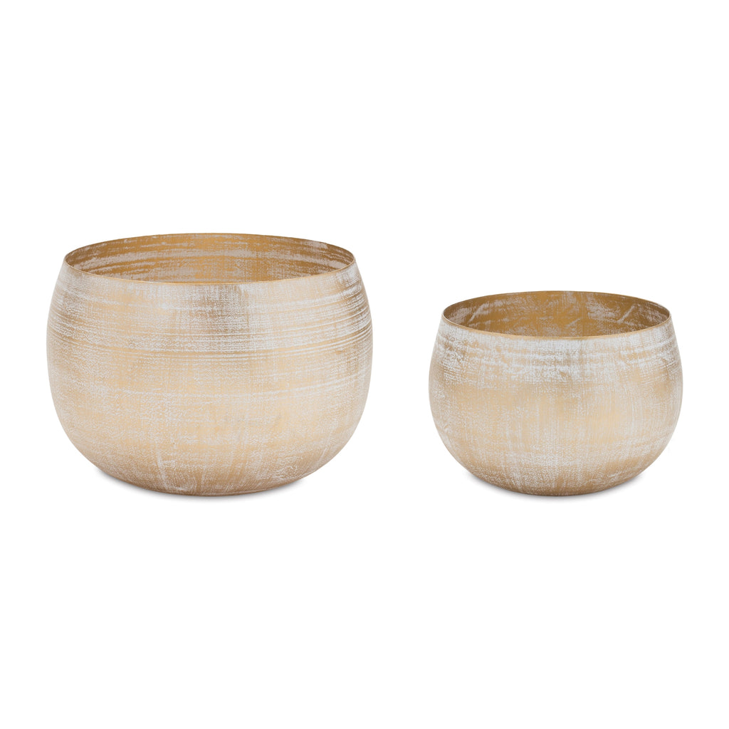 Set of 2 Iron Bowl Planters - Bombay Mercantile
