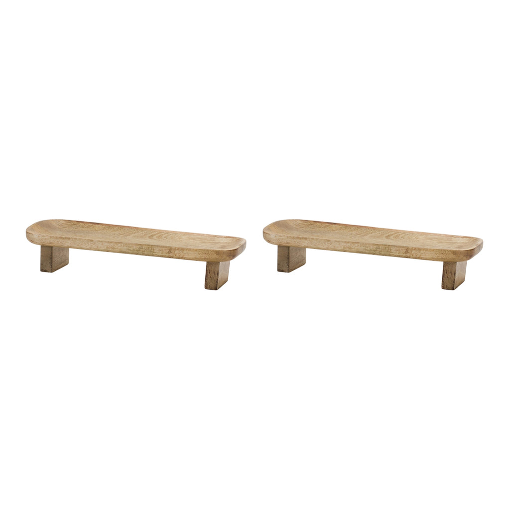 Set of 2 Wooden Platform Tray - Bombay Mercantile