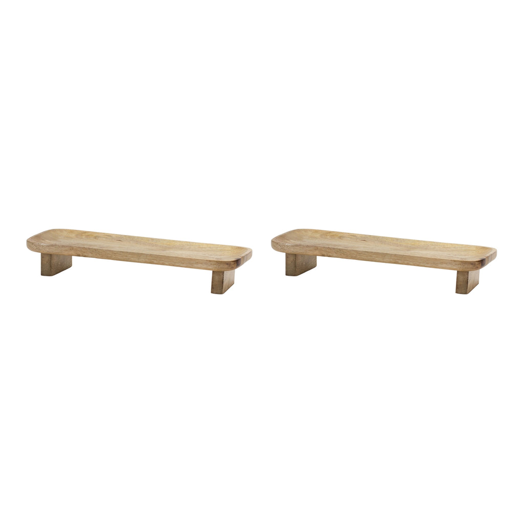Set of 2 Wooden Platform Tray - Bombay Mercantile