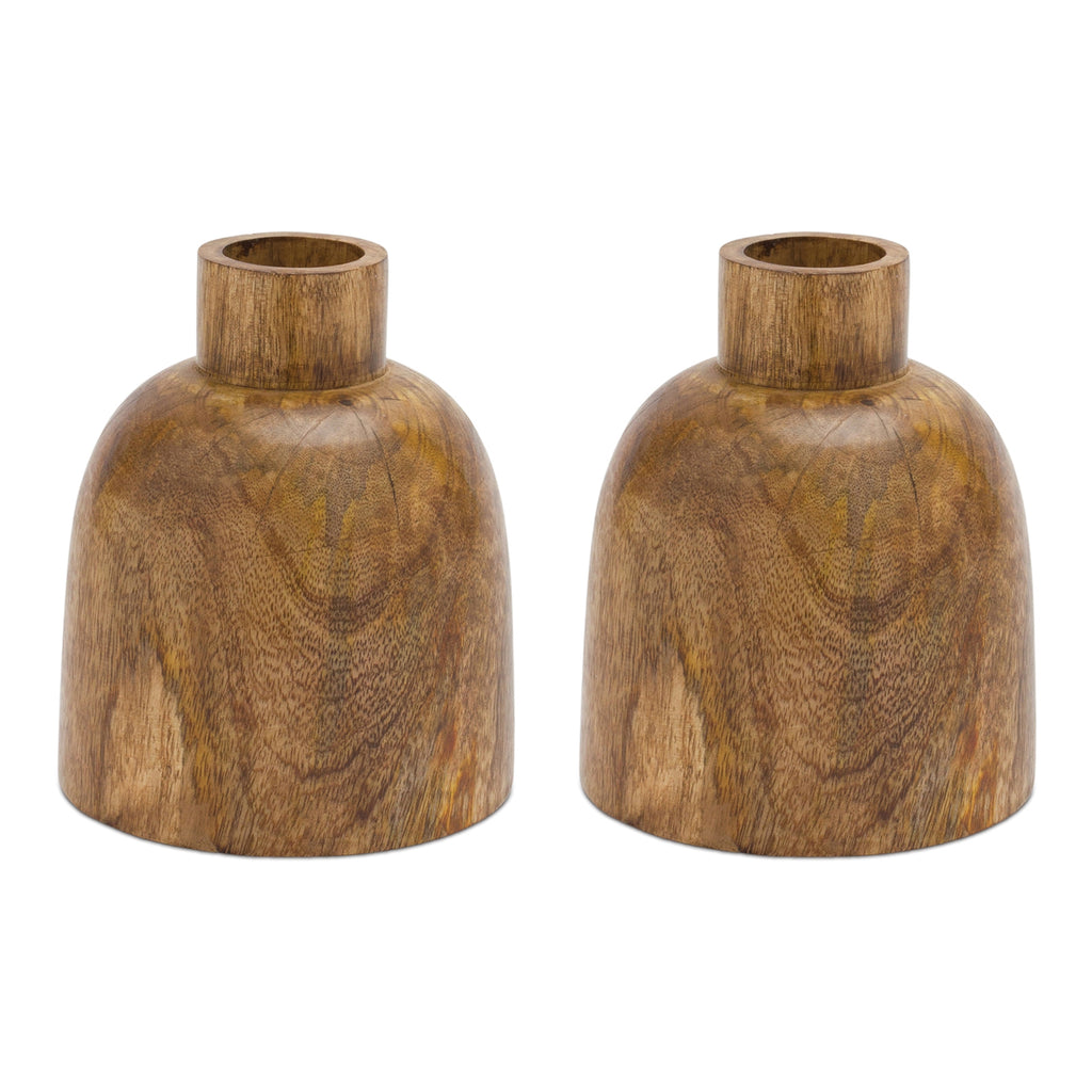 Wooden Vase, Set of 2 - Bombay Mercantile
