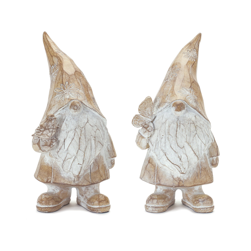 Set of 2, Resin Carved Gnome - Bombay Mercantile