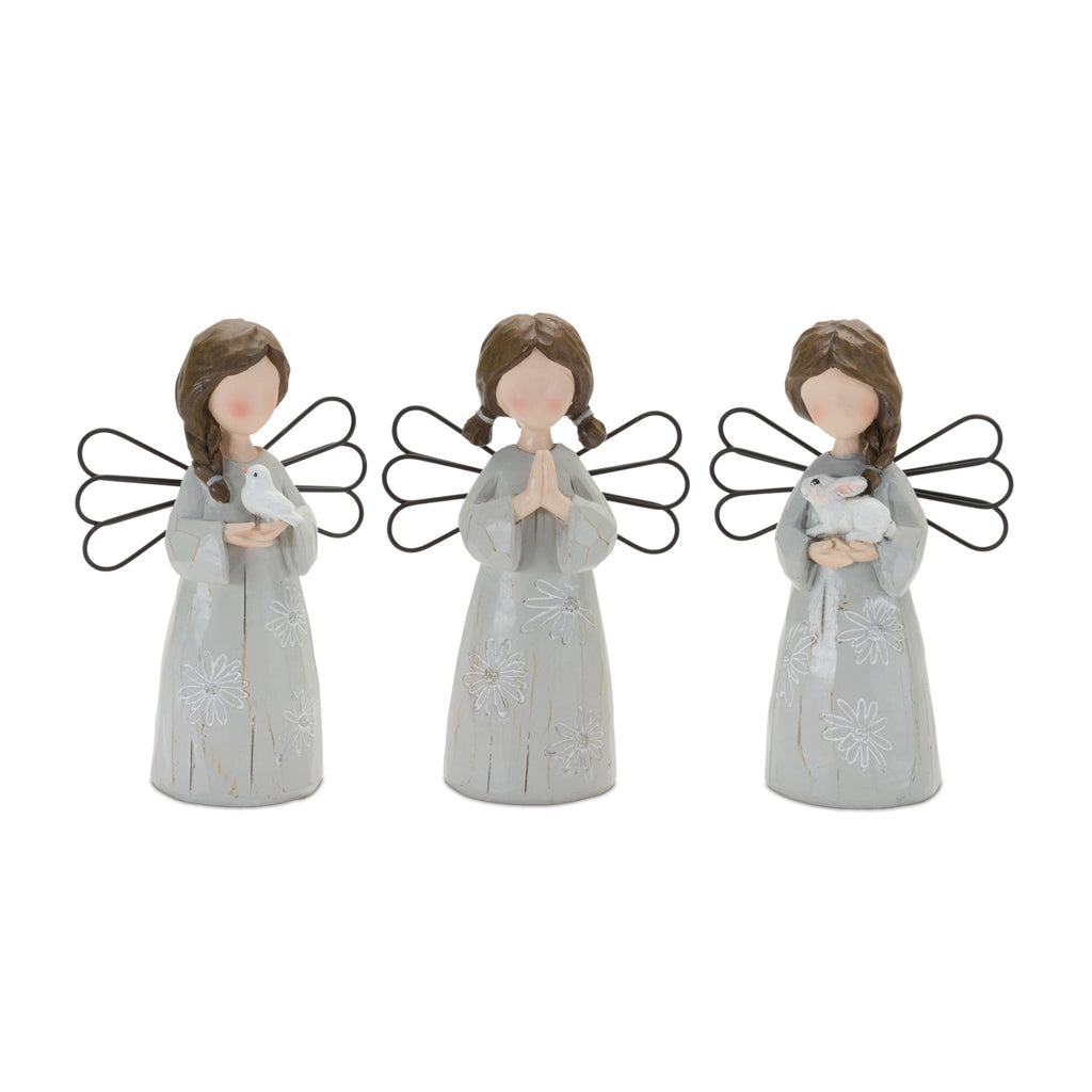 Set of 3, Grey Angels - Bombay Mercantile
