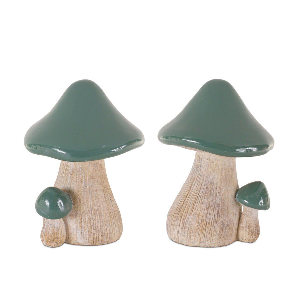 Set of 2 Green Mushroom - Bombay Mercantile