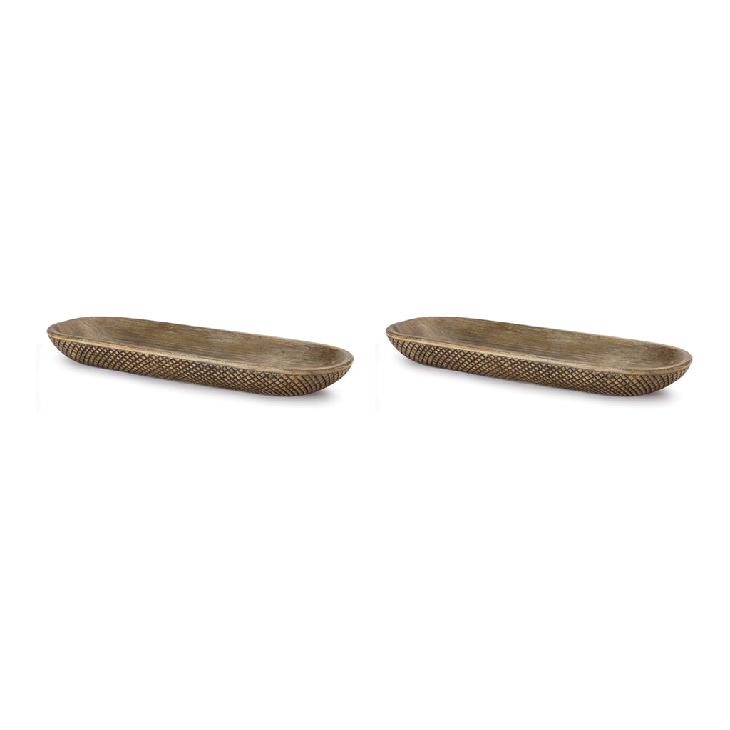 Set of 2 Checkered Design Tray - Bombay Mercantile