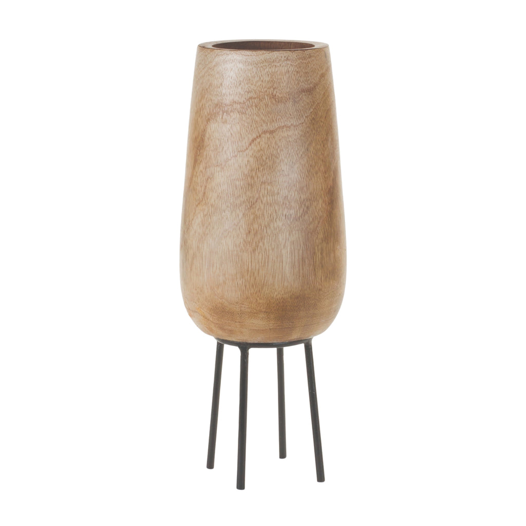 Wooden Vase W/Stand - Bombay Mercantile