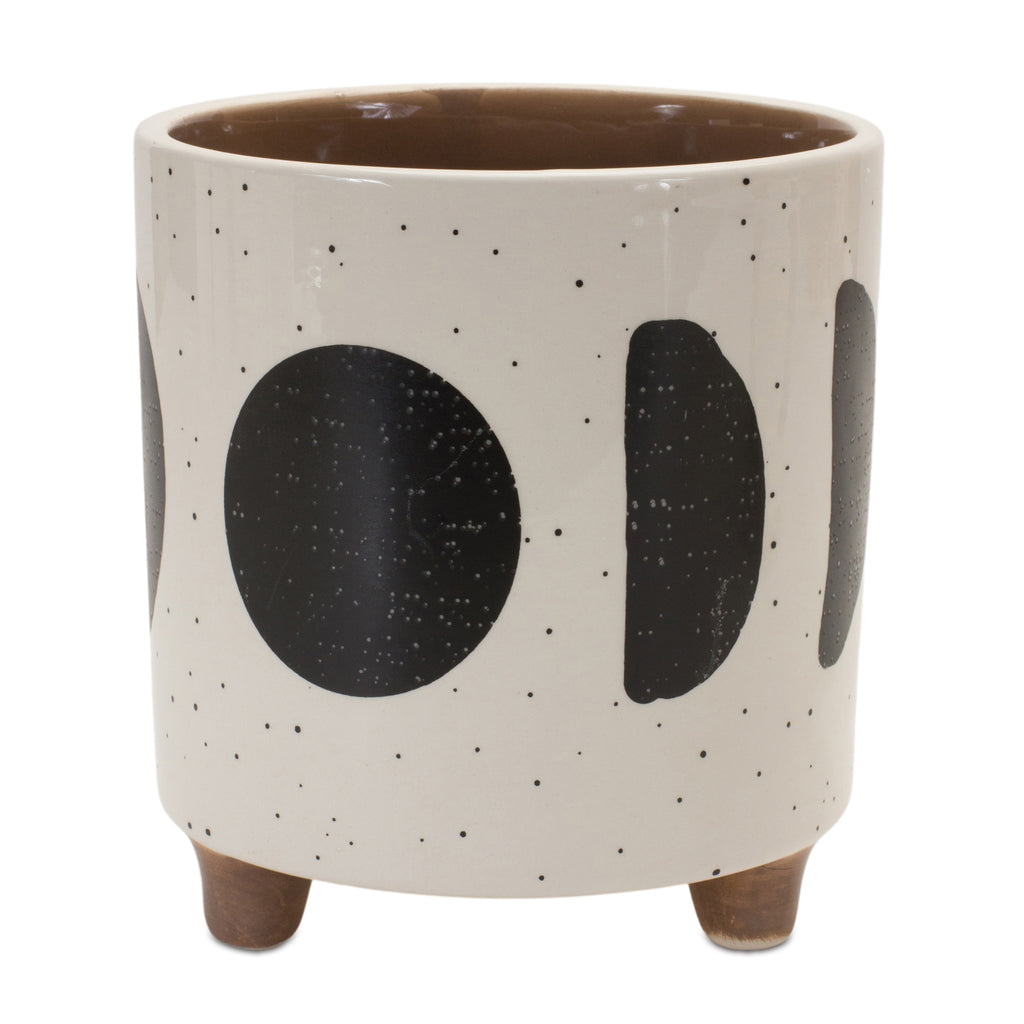 Set of 2 Black and white Dolomite pot - Bombay Mercantile
