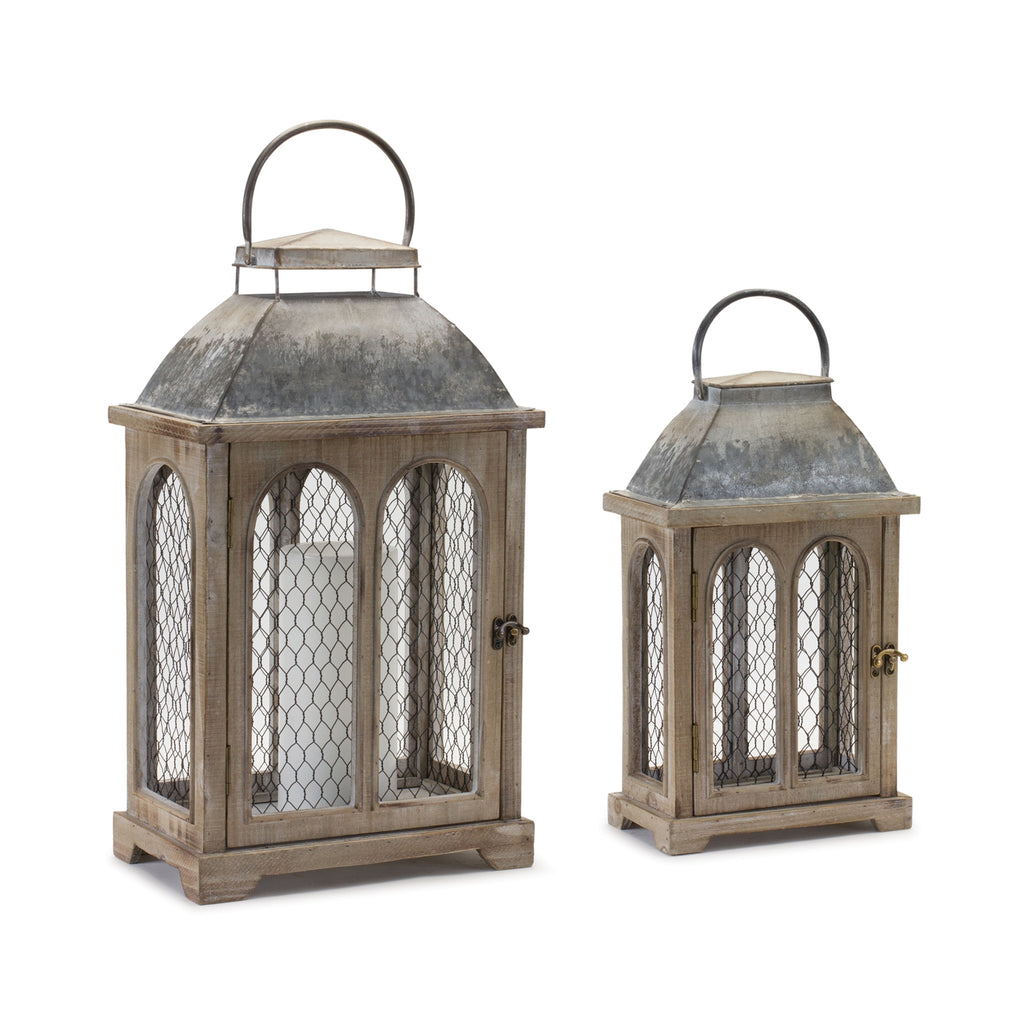 Set of 2 Metal Netted Lantern - Bombay Mercantile