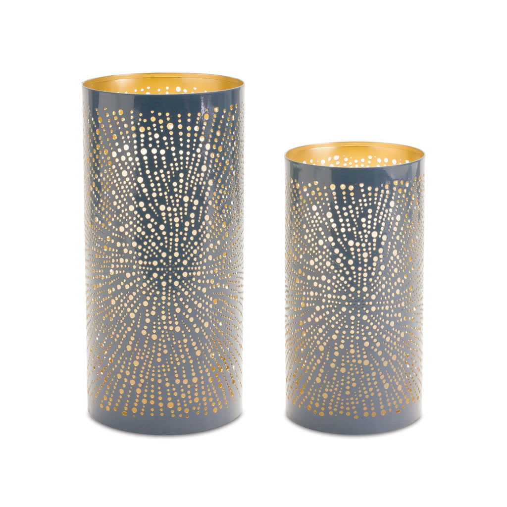 Blue Candle Holder, Set of 2 - Bombay Mercantile