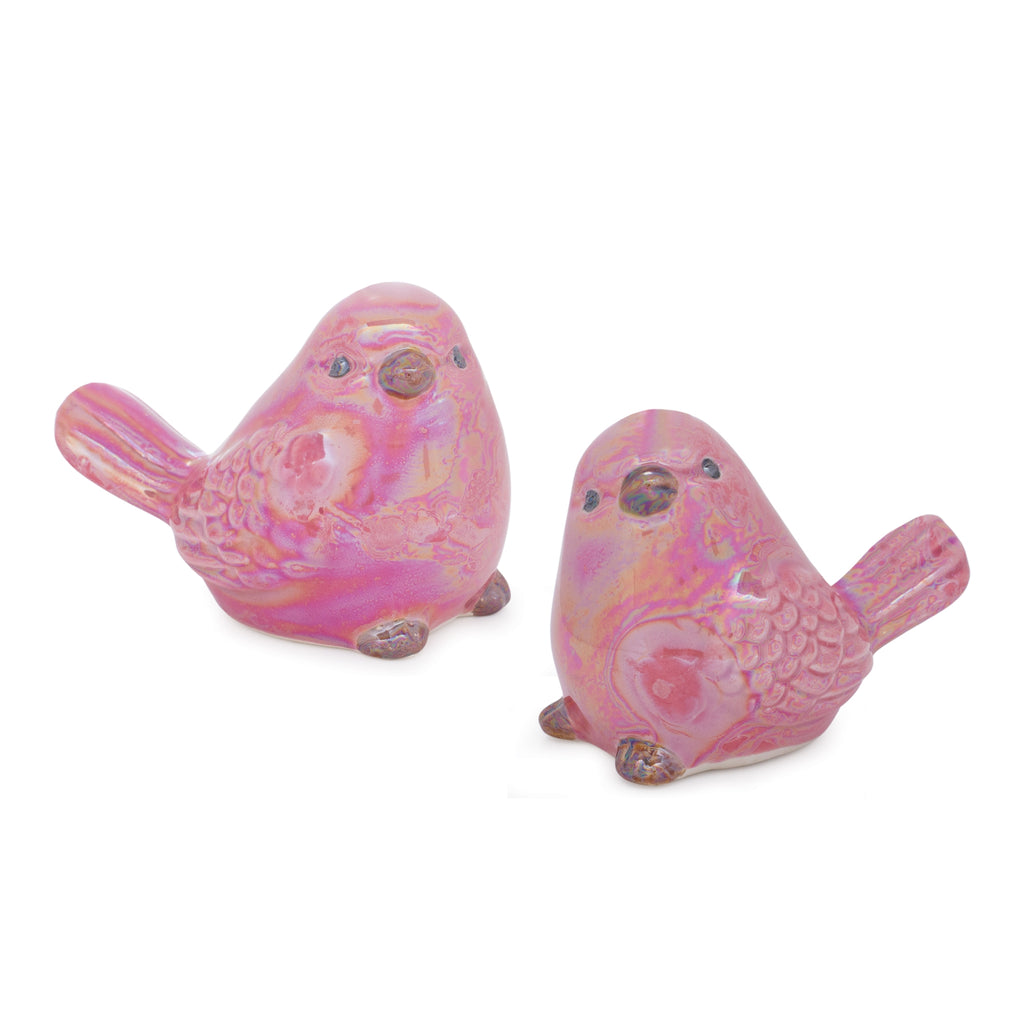 Set of 6, Pink Ceramic Birds - Bombay Mercantile