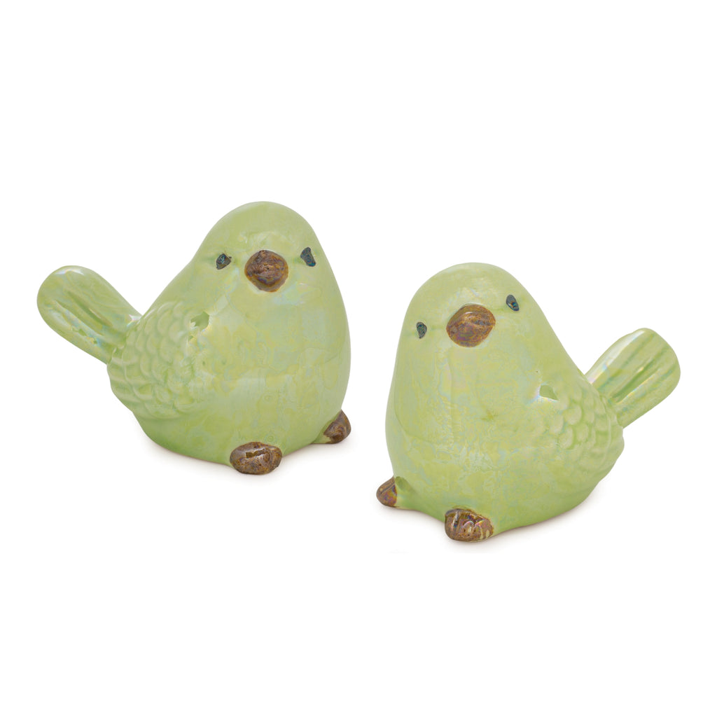 Set of 6 Green Ceramic Bird - Bombay Mercantile