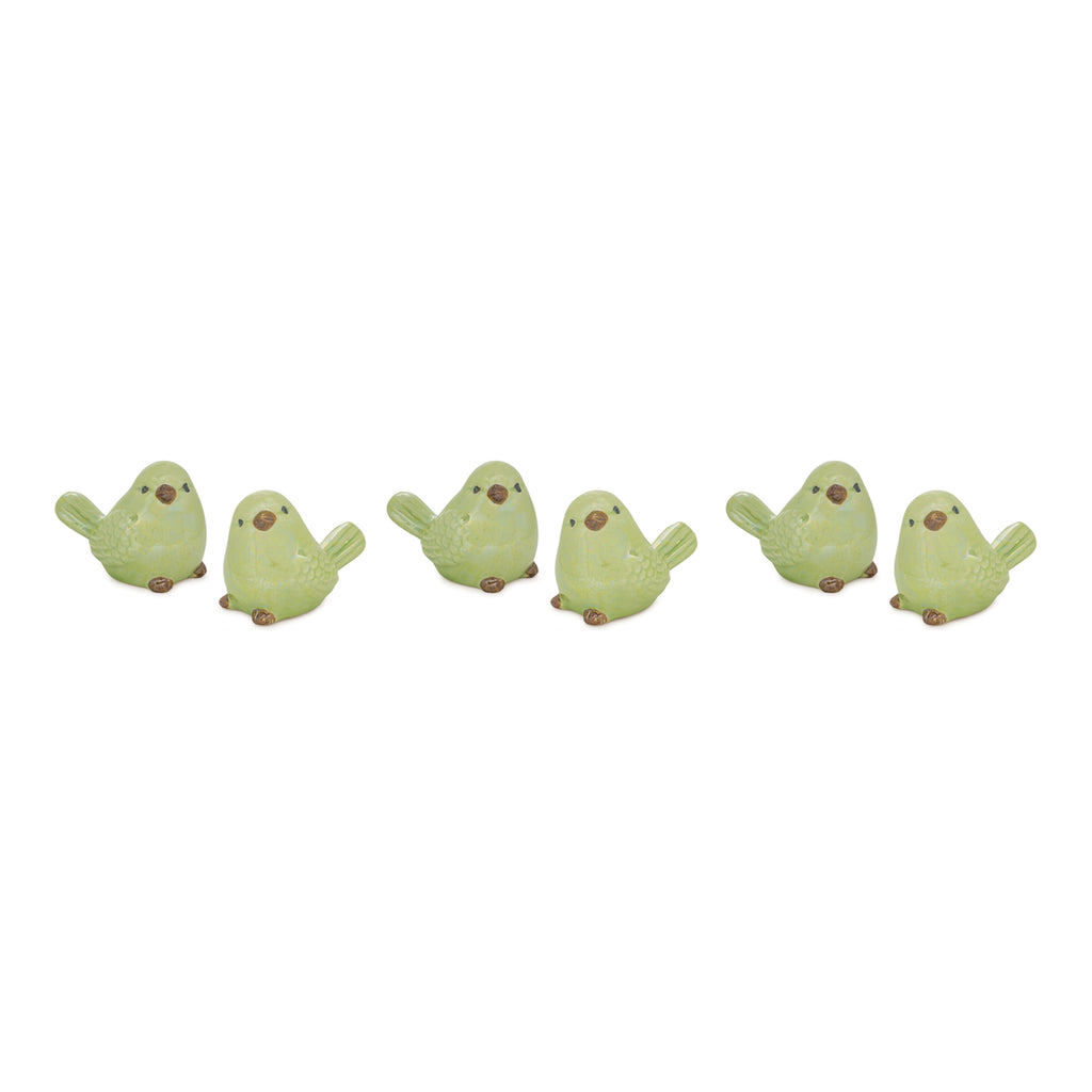 Set of 6 Green Ceramic Bird - Bombay Mercantile
