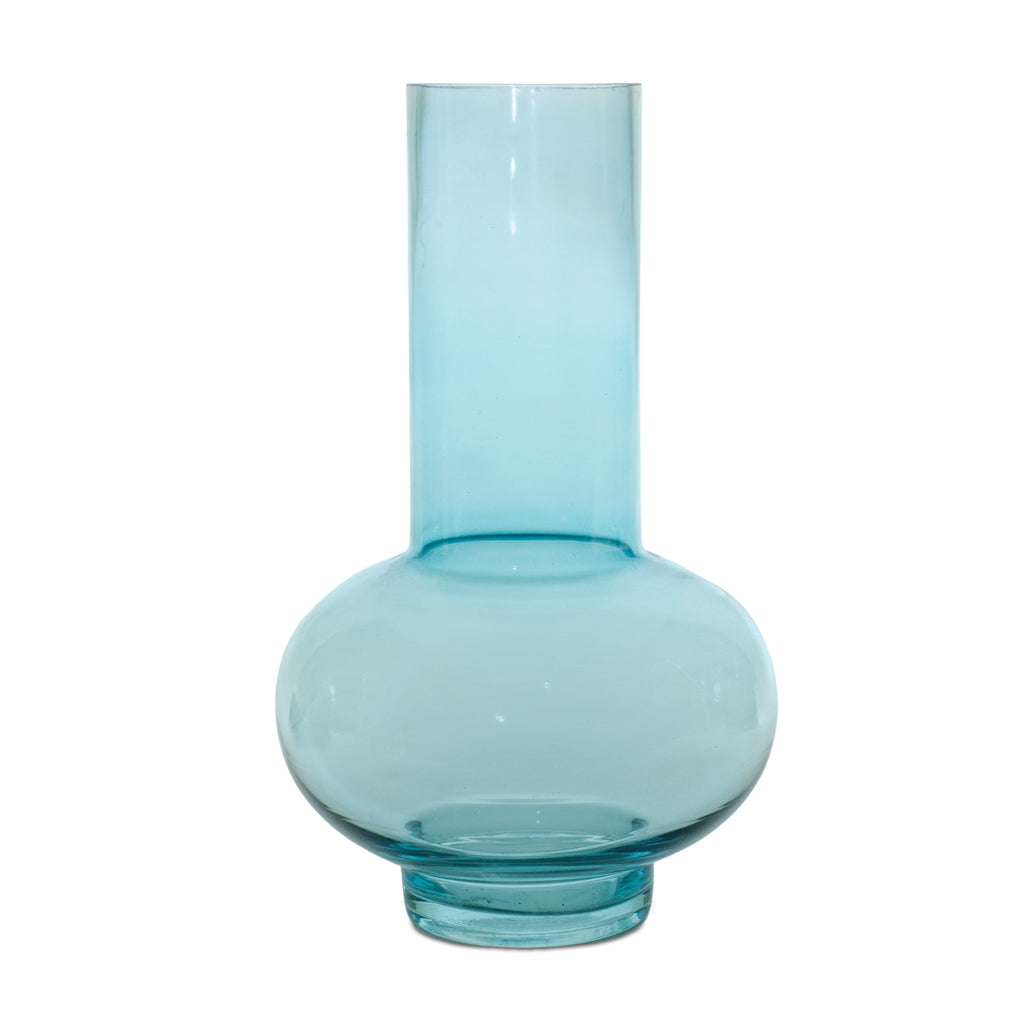 Blue Long Neck Urn Shape Vase, Set of 2 - Bombay Mercantile